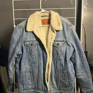 Levi's Blue Denim Jacket with Cream Sherpa Lining